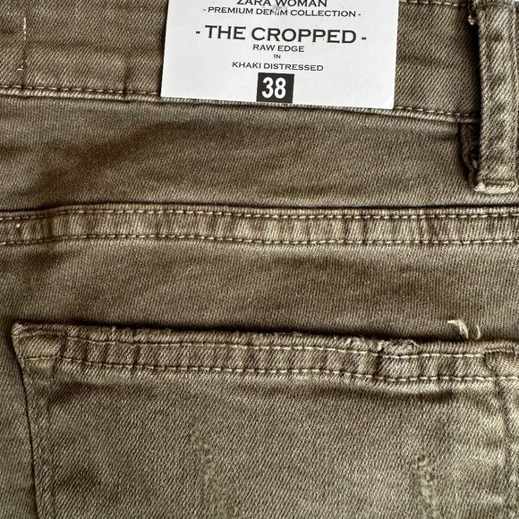 Zara "The Cropped" Pant in Army Green Size 38 NWT - Picture 4 of 16